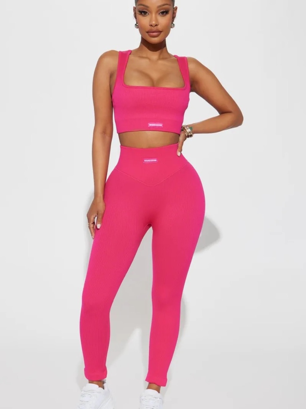Fashion Nova Hot Pink 2 Piece Bra and Legging WorkoutSet - XS New no Tags - Picture 3 of 4